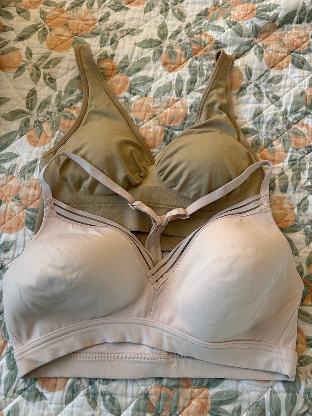 Athleta Light Pink and truekind Tan Pullover Sports Bras